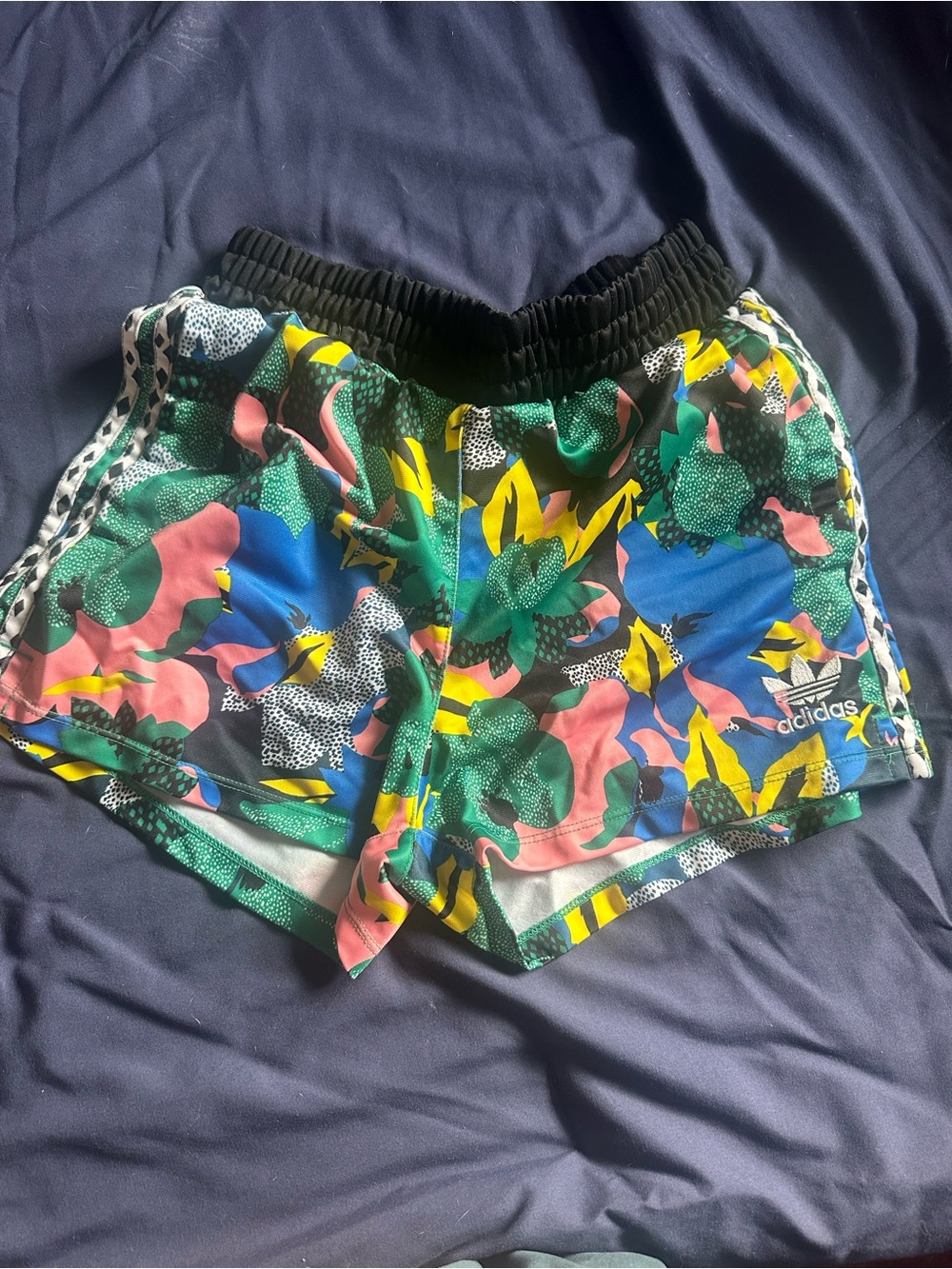 adidas Black Waistband Pastel Tie-Dye Shorts